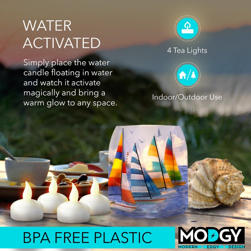 MODGY LED Floating Tealight Candles Flameless Battery Operated Flickering Light Candle, Water-Activated, White, Set of 4 - Image 3